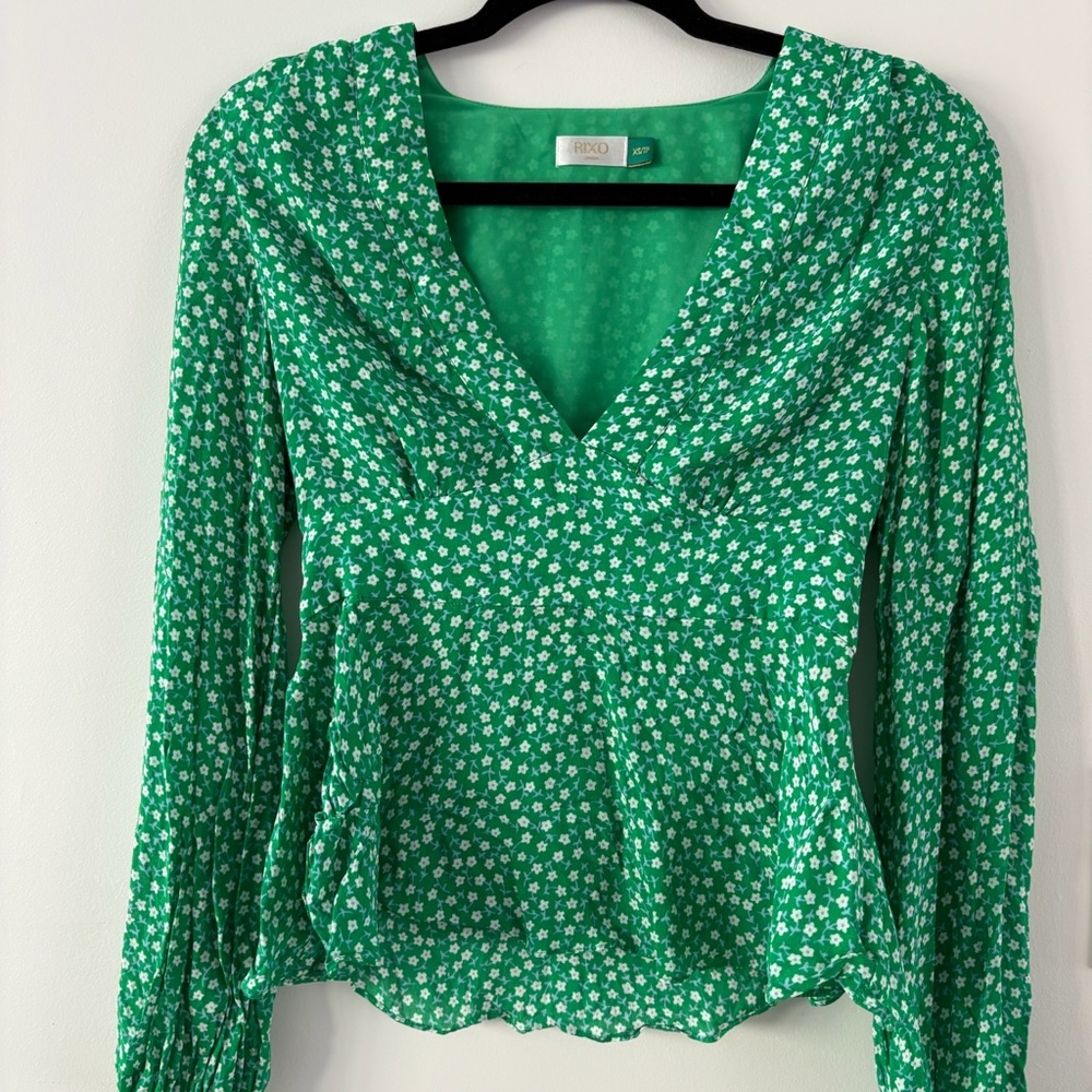 Floral Green Rixo Blouse